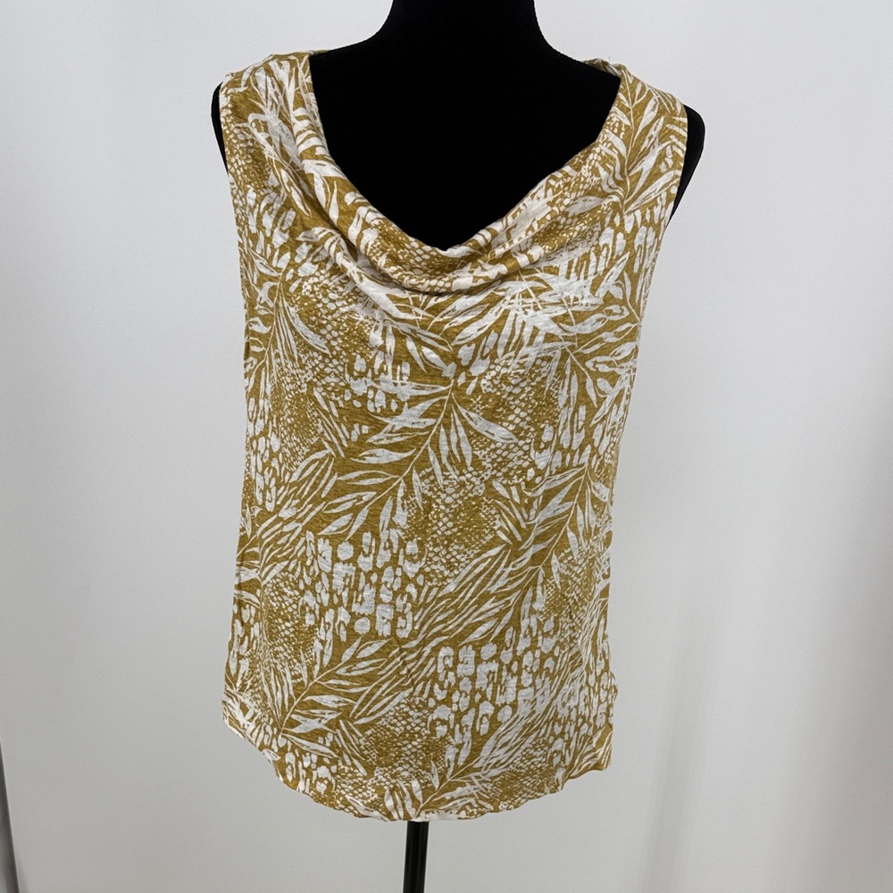 Christian Soriano New York Brown Tropical Linen Sleeveless Blouse Size large